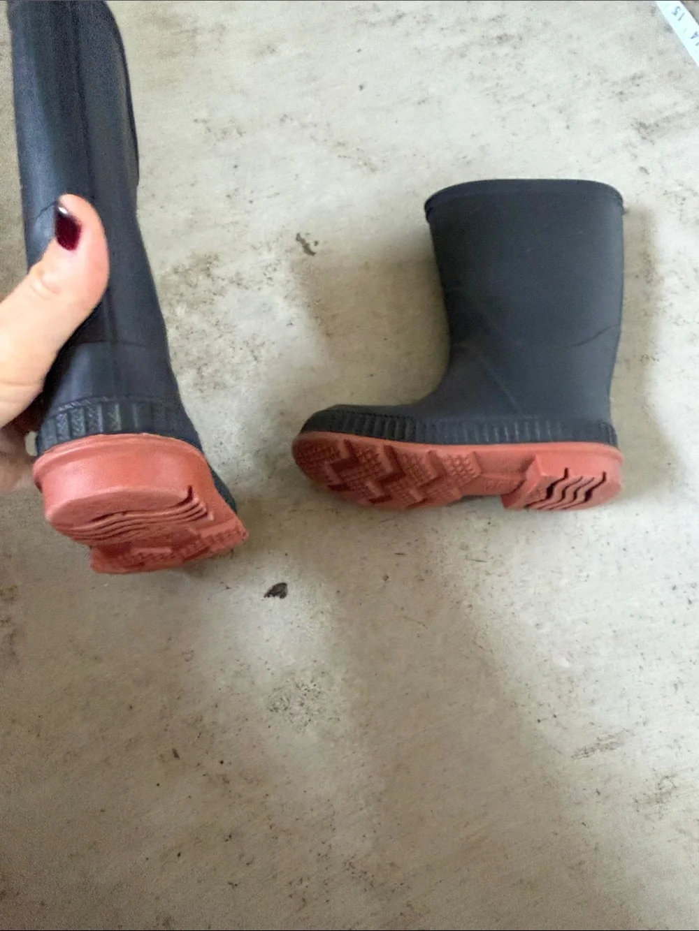 Kids Black Rain Boots with Red Outsole